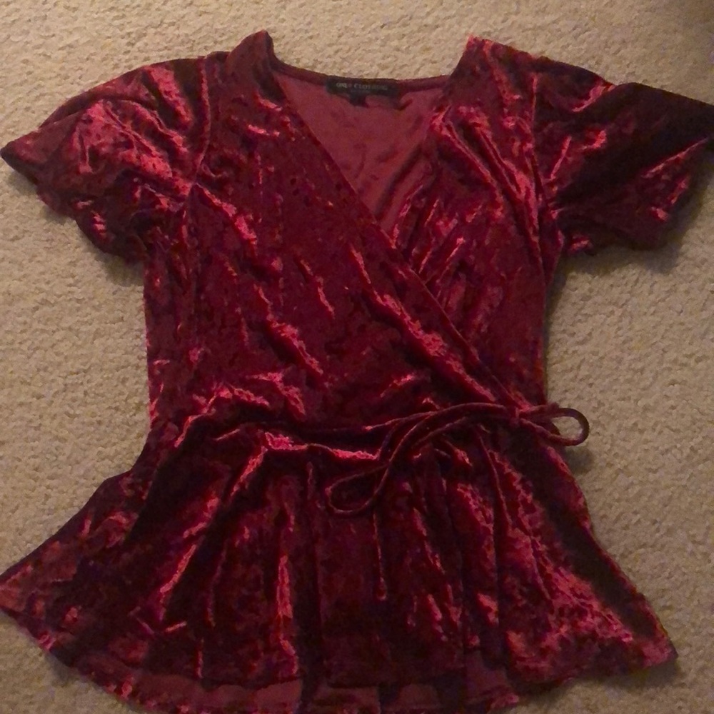 One Clothing LA red felt dress blouse